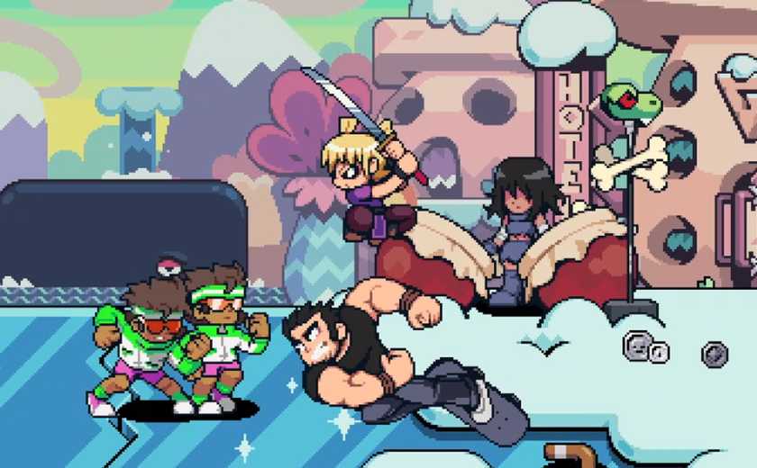 Characters fighting in Scott Pilgrim EX.